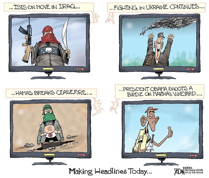 Cartoon: What Obama Does as Countries Explode 1 Cartoon: What Obama Does as Countries Explode