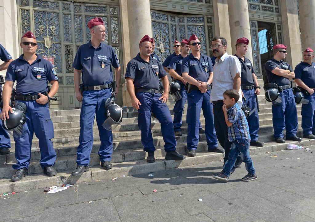 Morning outside the train station for the second day. (Photo: Artur Widak/Sipa USA/Newscom)