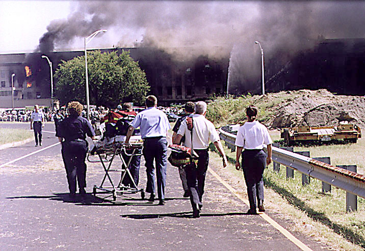 Paramedics rush wounded to care at the Pentagon on Sept. 11, 2001. (Photo: UPI Photo Service/Paul Disney/Newscom)