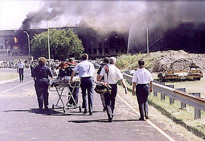 Paramedics rush wounded to care at the Pentagon on Sept. 11, 2001. (Photo: UPI Photo Service/Paul Disney/Newscom)