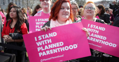 WASHINGTON, DC - MARCH 01: Activists participate in a rally to support Planned Parenthood March 1, 2017 on Capitol Hill in Washington, DC. Planned Parenthood held a 'We Are Planned Parenthood Capitol Takeover Day' to lobby legislators not to defund the organization. (Photo by Alex Wong/Getty Images)