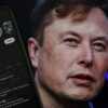Elon Musk and a phone with the Twitter app