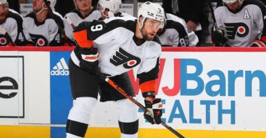 Ivan Provorov in a jersey with the Philadelphia Flyers