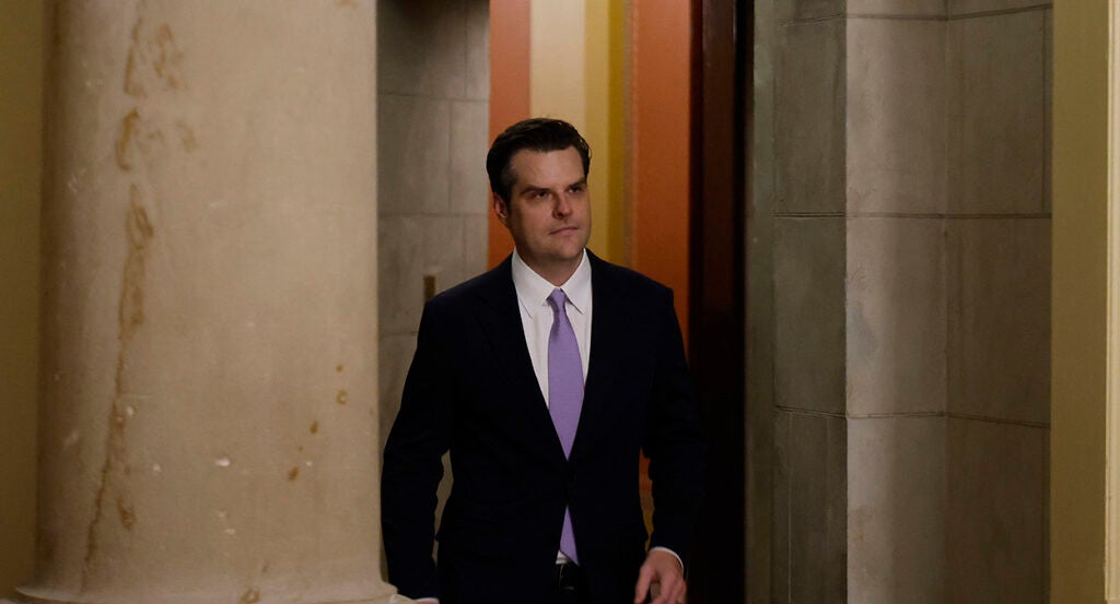 Former Rep. Matt Gaetz in a suit