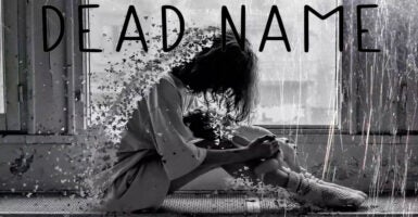 A promotional image for the documentary film "Dead Name" showing what appears to be a psychologically troubled youth