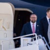 From left, Jason Miller, Elon Musk, and Stephen Miller disembark with President-elect Donald Trump at Joint Base Andrews, Maryland. Musk and Stephen Miller could clash over the incoming administration's legal-immigration policies.