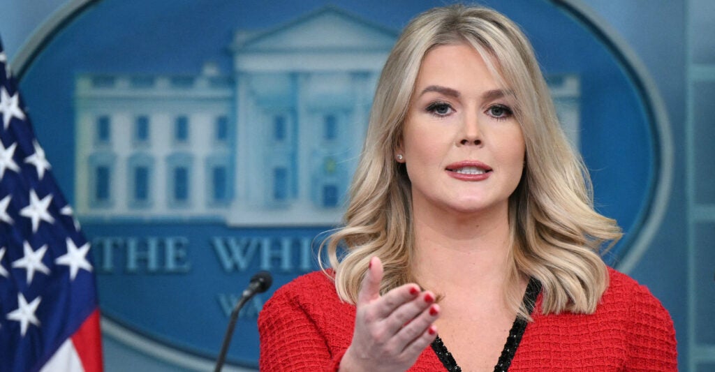 White House press secretary Karoline Leavitt at the lectern