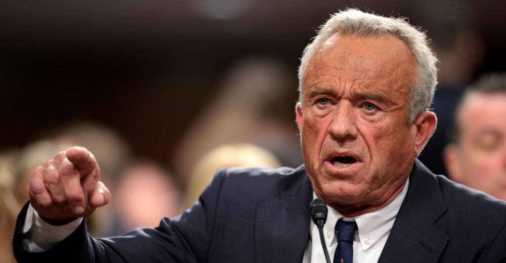 Robert F. Kennedy Jr. testifies Wednesday before the Senate Finance Committee.