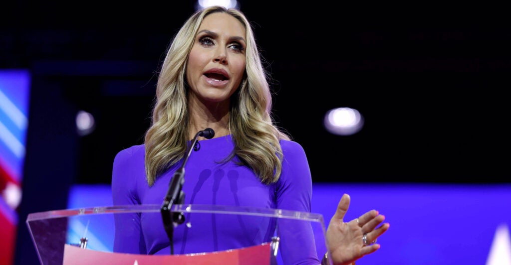 President Donald Trump's daughter-in-law, Lara Trump, speaking at the 2023 Conservative Political Action Conference
