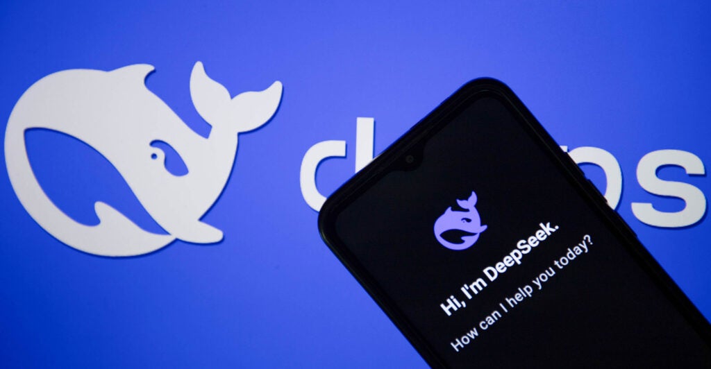 The logo of the Chinese artificial intelligence app DeepSeek, a whale, in what appears to be a play on the word "deep-sea."