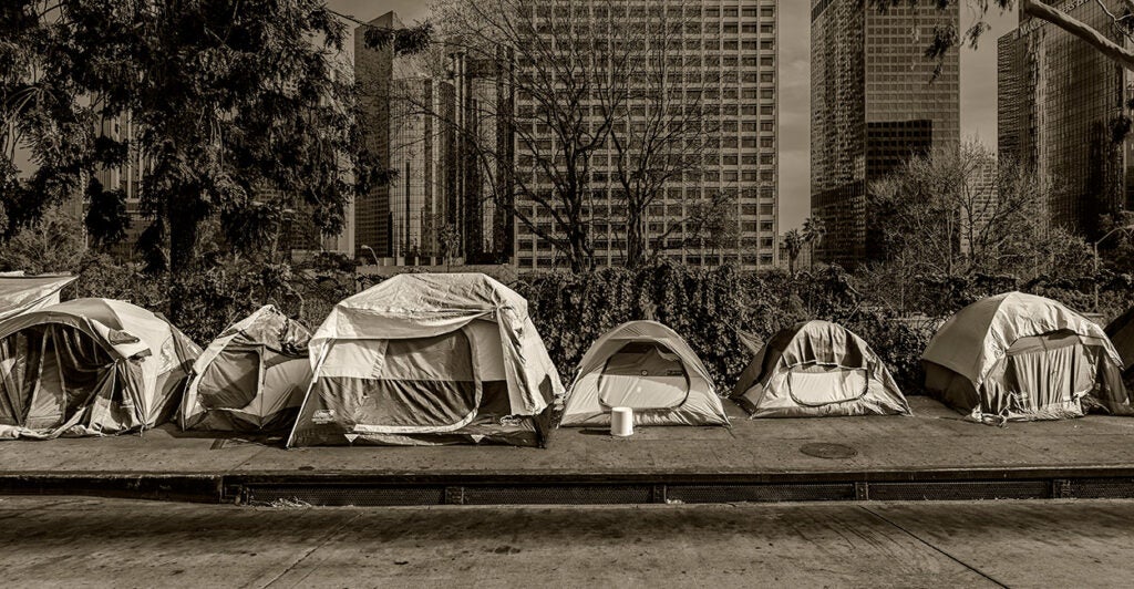 Tents of the homeless in Los Angeles