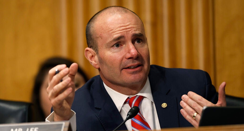 Mike Lee in a blue suit