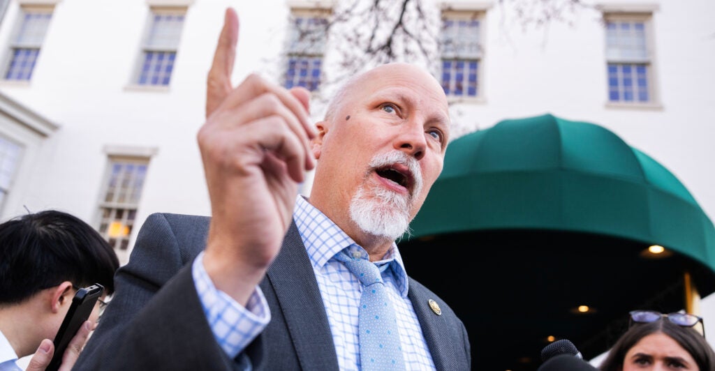Rep. Chip Roy, R-Texas, talks with reporters after a meeting of the House Republican Conference on Tuesday.