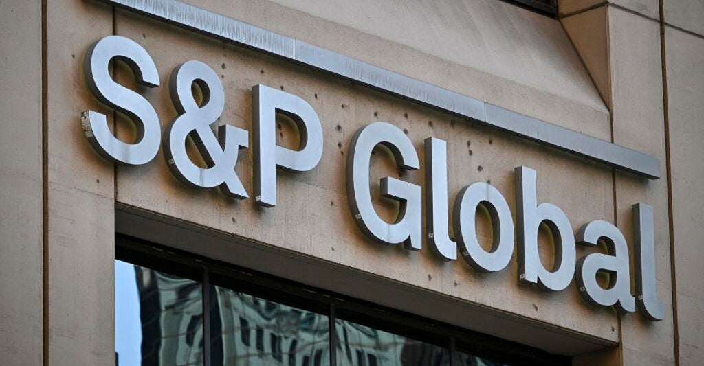 There is a sign outside the S&P Global headquarters building in New York City.