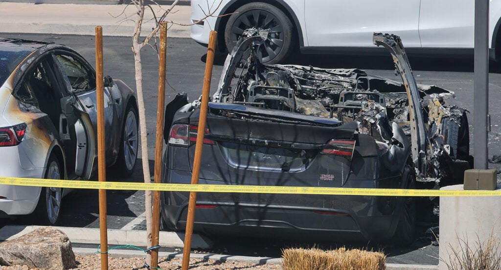 A burned-out Tesla