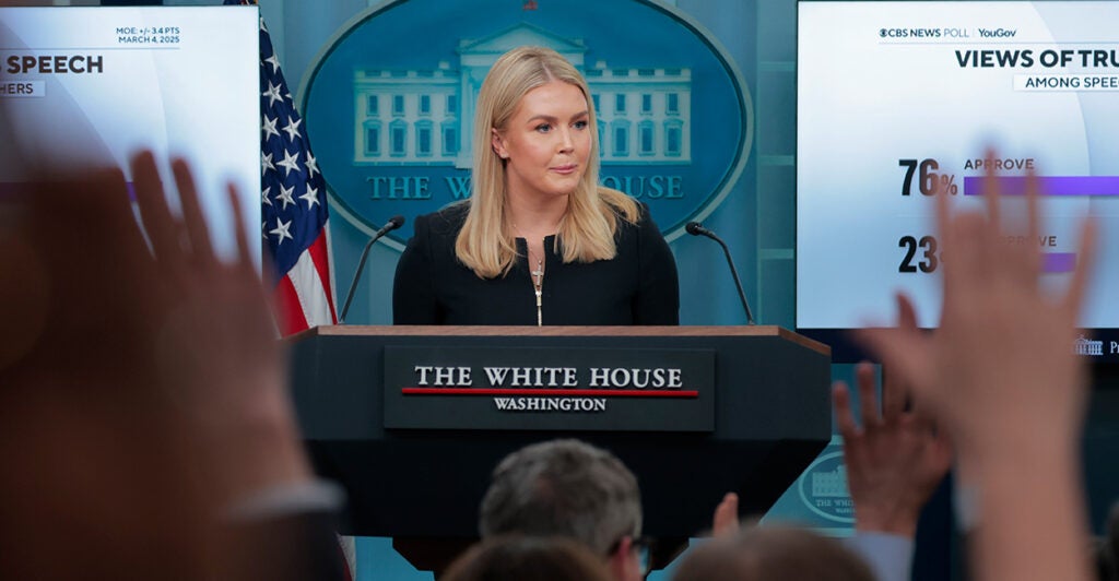 White House press secretary Karoline Leavitt fields reporters' questions on Wednesday.