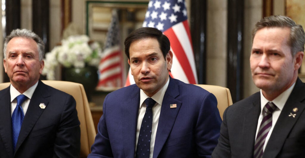 From left, Middle East envoy Steve Witkoff, Secretary of State Marco Rubio, and National Security Adviser Mike Waltz.