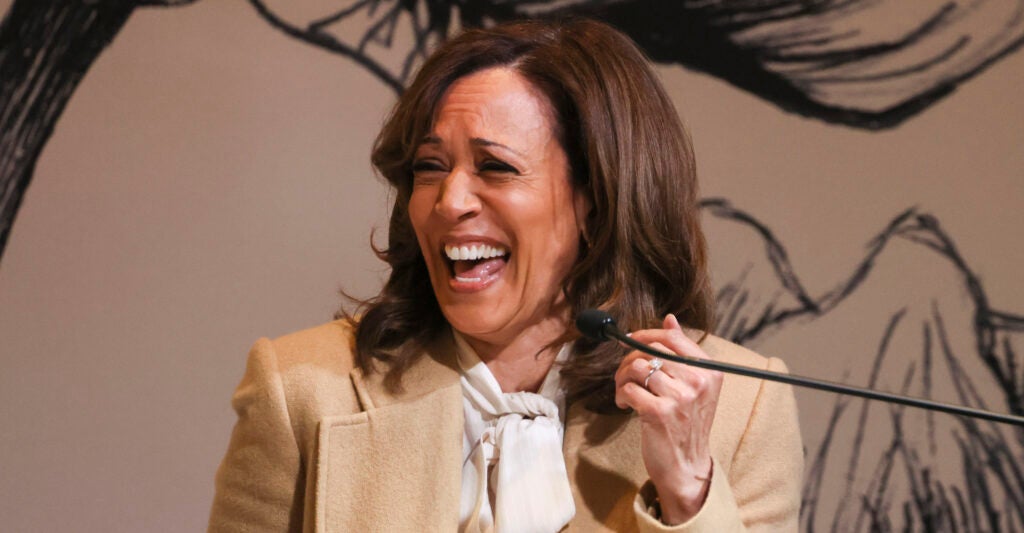 Former Vice President Kamala Harris, laughing