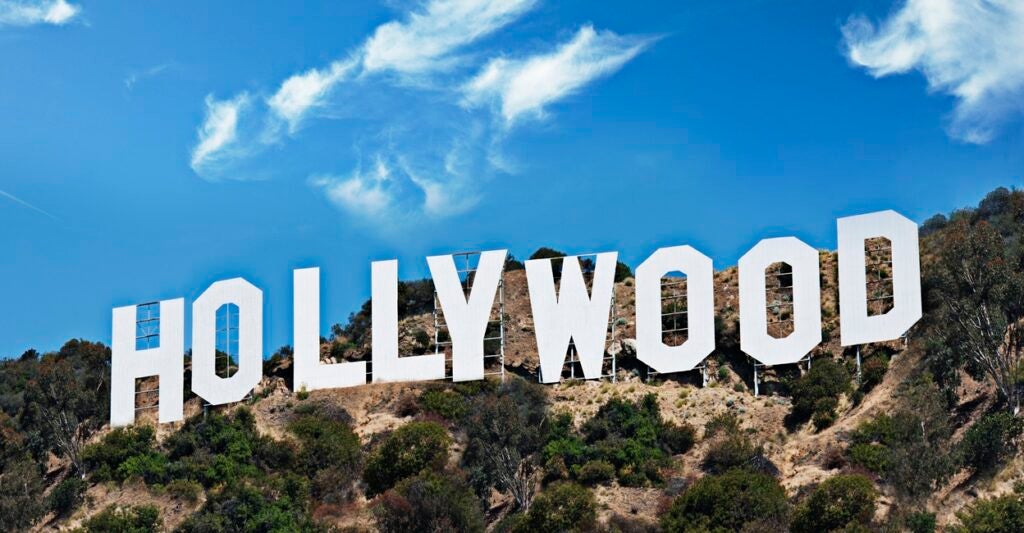 The Hollywood sign on the hills in California.