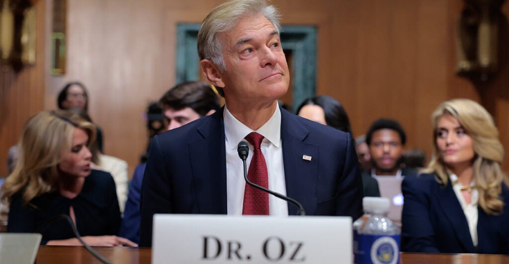 Dr. Mehmet Oz sits at his confirmation hearing to head the Centers for Medicare & Medicaid.