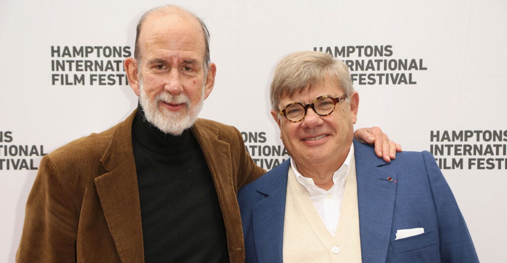 Michael Ledeen stands to the right of Jean-Yves Ollivier at the 21st Annual Hamptons International Film Festival in 2013.