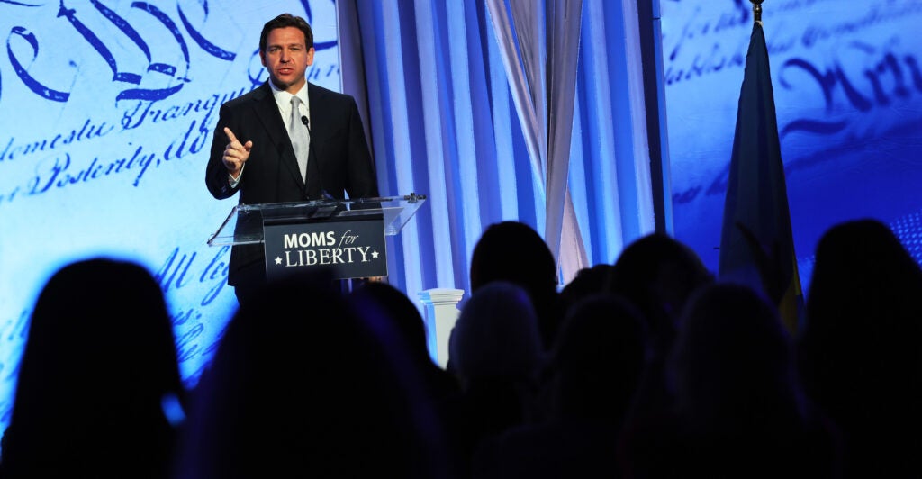 Ron DeSantis speaks at Moms for Liberty Summit.