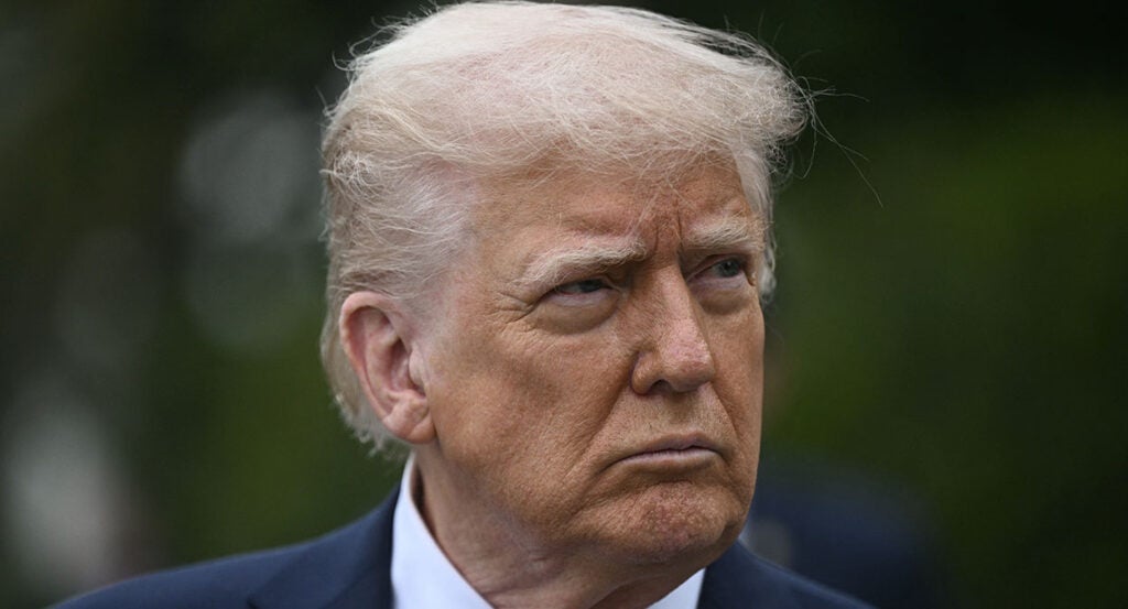 Donald Trump stares to the right