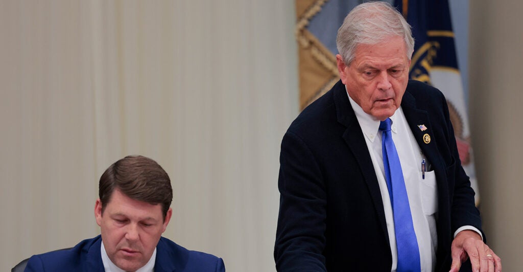 Rep. Ralph Norman, R-S.C., arrives for a markup hearing of the House Budget Committee on Capitol Hill on Friday, joining Rep. Jodey Arrington, R-Texas.