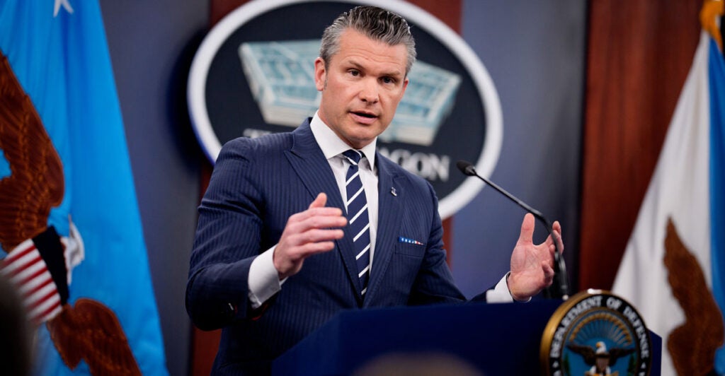 Defense Secretary Pete Hegseth at the Pentagon