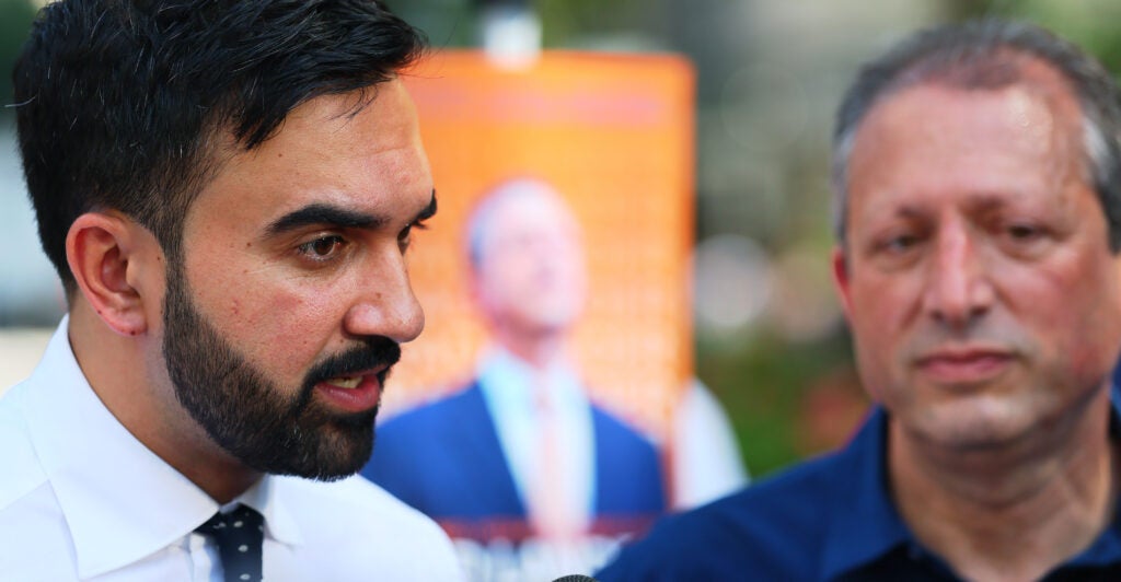 NEW YORK, NEW YORK - JUNE 24: New York mayoral candidate, State Rep. Zohran Mamdani (D-NY) and NYC Comptroller and Mayoral Candidate Brad Lander speak with members of the press as they greet voters on Broadway on June 24, 2025 in New York City. Mamdani held several campaign events throughout the day including greeting voters with mayoral candidates Michael Blake and Lander as voters in NYC vote for the democratic nominee for mayor to replace Mayor Eric Adams.