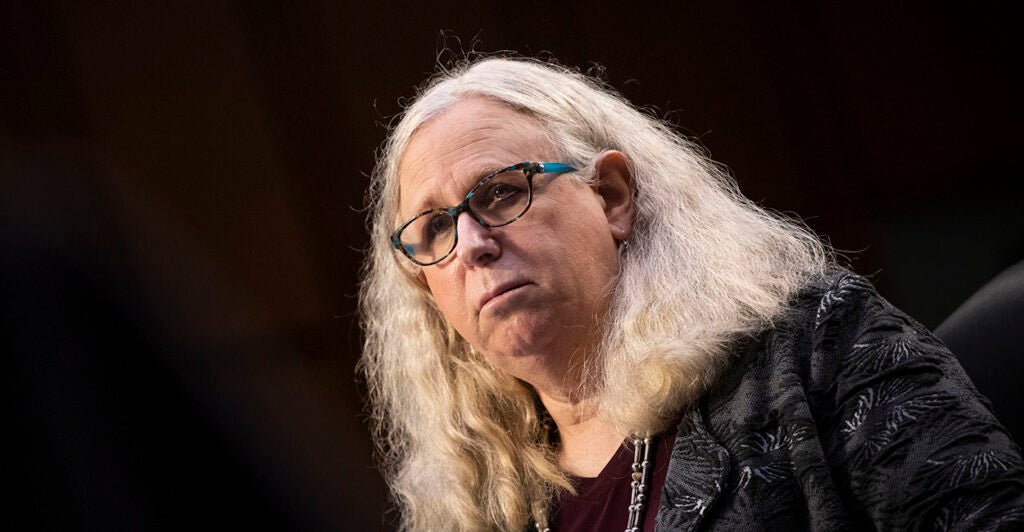 Rachel Levine in a dark blouse