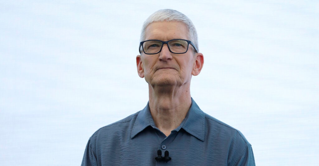 CUPERTINO, CALIFORNIA - JUNE 09: Apple CEO Tim Cook speaks during the Apple Worldwide Developers Conference (WWDC) on June 09, 2025 in Cupertino, California. Cook kicked off the annual Apple WWDC conference, which runs through June 13. Apple is expected to announce design and fuctionality updates to the operating system of its various products.