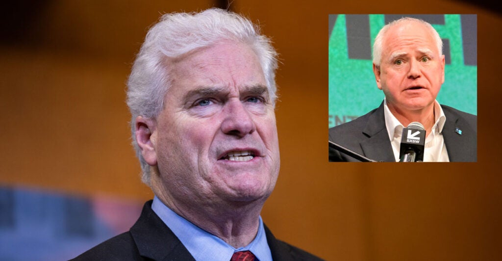 House Majority Whip Tom Emmer, R-Minn., and Minnesota Gov. Tim Walz (inset).