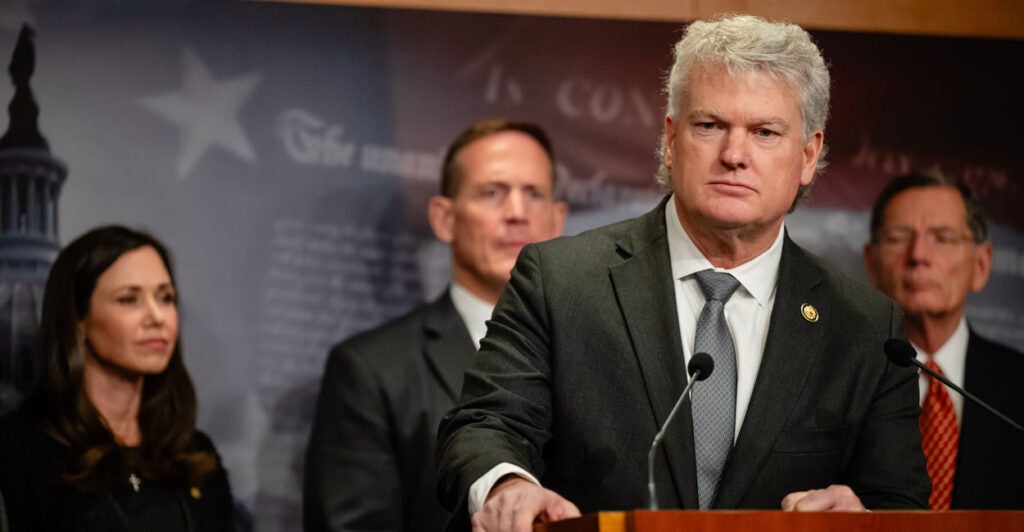 Rep. Mike Collins, R-Ga., speaks at a press conference discussing the Laken Riley Act at the Capitol on Jan. 9.