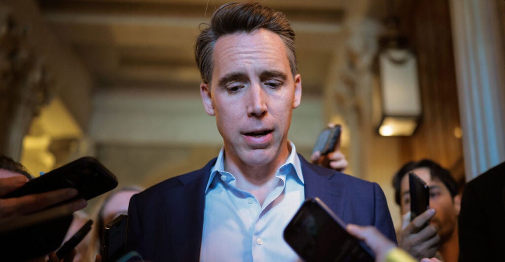 Sen. Josh Hawley, R-Mo., speaks to the press on June 02, 2025 in Washington, DC.