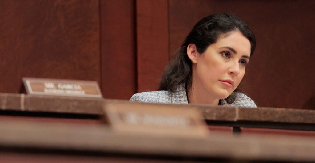Rep. Anna Paulina Luna, R-Fla., looks on during a House Oversight subcommittee hearing on April 1.