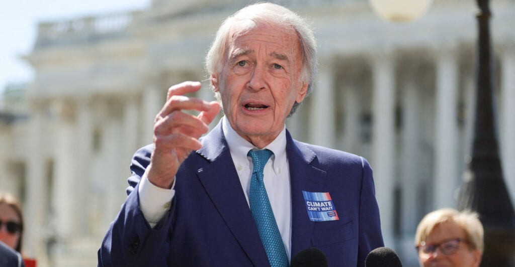 Sen. Ed Markey, D-Mass., gestures outside the Capitol.