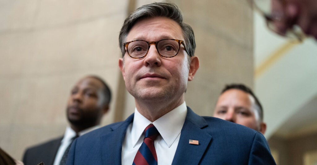 Mike Johnson Speaks to Reporters in the Capitol.