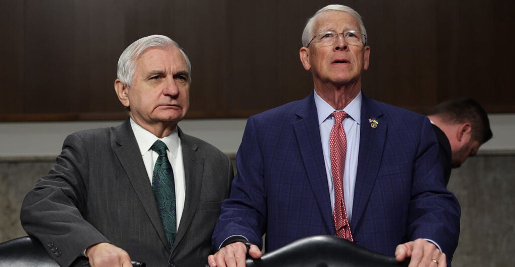 Sens. Jack Reed, D-R.I. (left), and committee Chairman Sen. Roger Wicker, R-Miss.