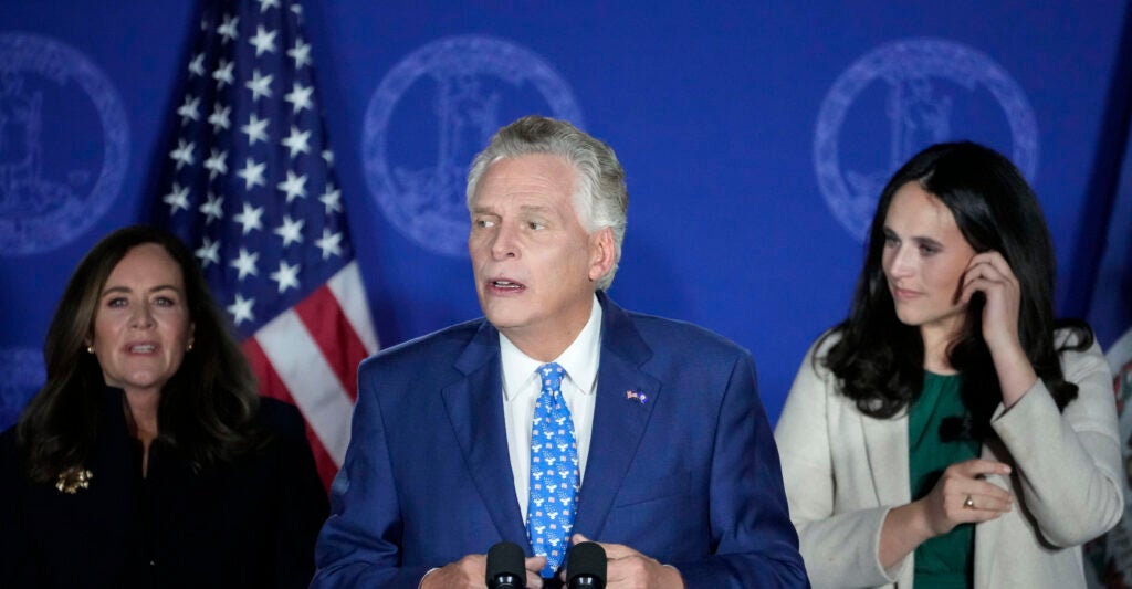 Virginia Democratic gubernatorial candidate, former Virginia Gov. Terry McAuliffe speaks during his election night event at the Hilton McLean Tysons Corner on November 02, 2021 in McLean, Virginia. Virginians went to the polls Tuesday to vote in the gubernatorial race that pits McAuliffe against Republican gubernatorial candidate Glenn Youngkin.