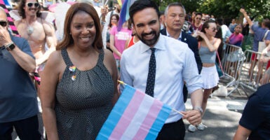N.Y. state Attorney General Letitia James and New York City mayoral candidate Zohran Mamdani attend the New York City Pride March on June 29.