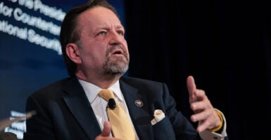 Senior Director for Counterterrorism at the National Security Council Sebastian Gorka speaks in Washington, D.C., on April 23.