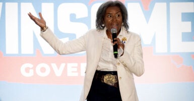 Lt. Governor Winsome Earle-Sears attending a rally where she hopes to convince voters to make her the next Governor of Virginia, at the Vienna Volunteer Fire Department in Vienna, Virginia on July 01, 2025.