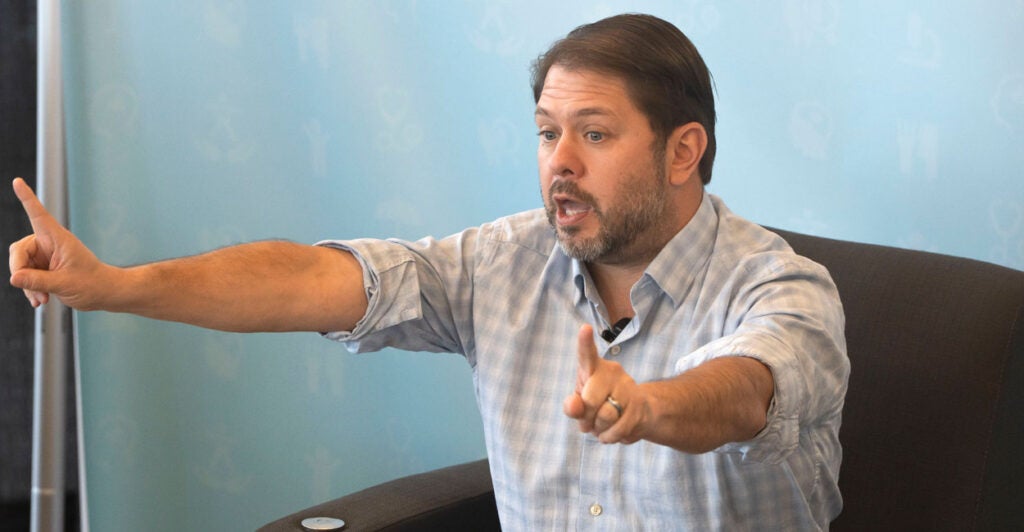 Sen. Ruben Gallego, D-Ariz., speaks on March 17 in Scottsdale, Arizona.