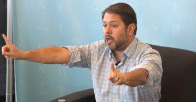 Sen. Ruben Gallego, D-Ariz., speaks on March 17 in Scottsdale, Arizona.