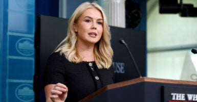 White House press secretary Karoline Leavitt speaks at a briefing for reporters at the White House on Thursday.
