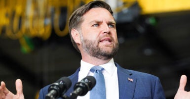 Vice President JD Vance speaks to supporters at an event on Aug. 21 in Peachtree City, Georgia.