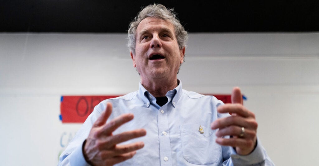 Then-Sen. Sherrod Brown, D-Ohio, campaigns on Nov. 4, the day before Election Day.