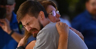 Mourners at Annunciation Catholic Church vigil