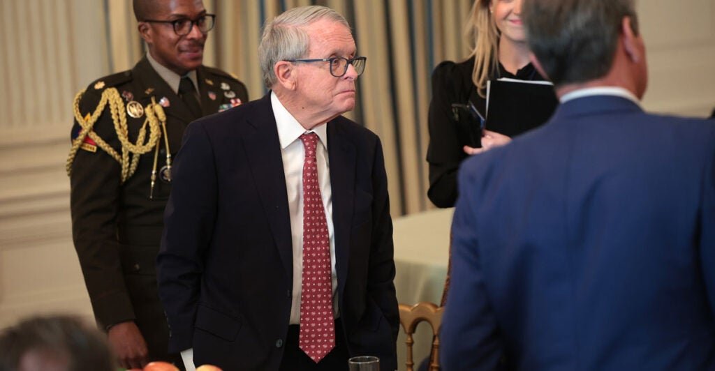Gov. Mike DeWine, R-Ohio, attends a meeting of governors at the White House on Feb. 21.